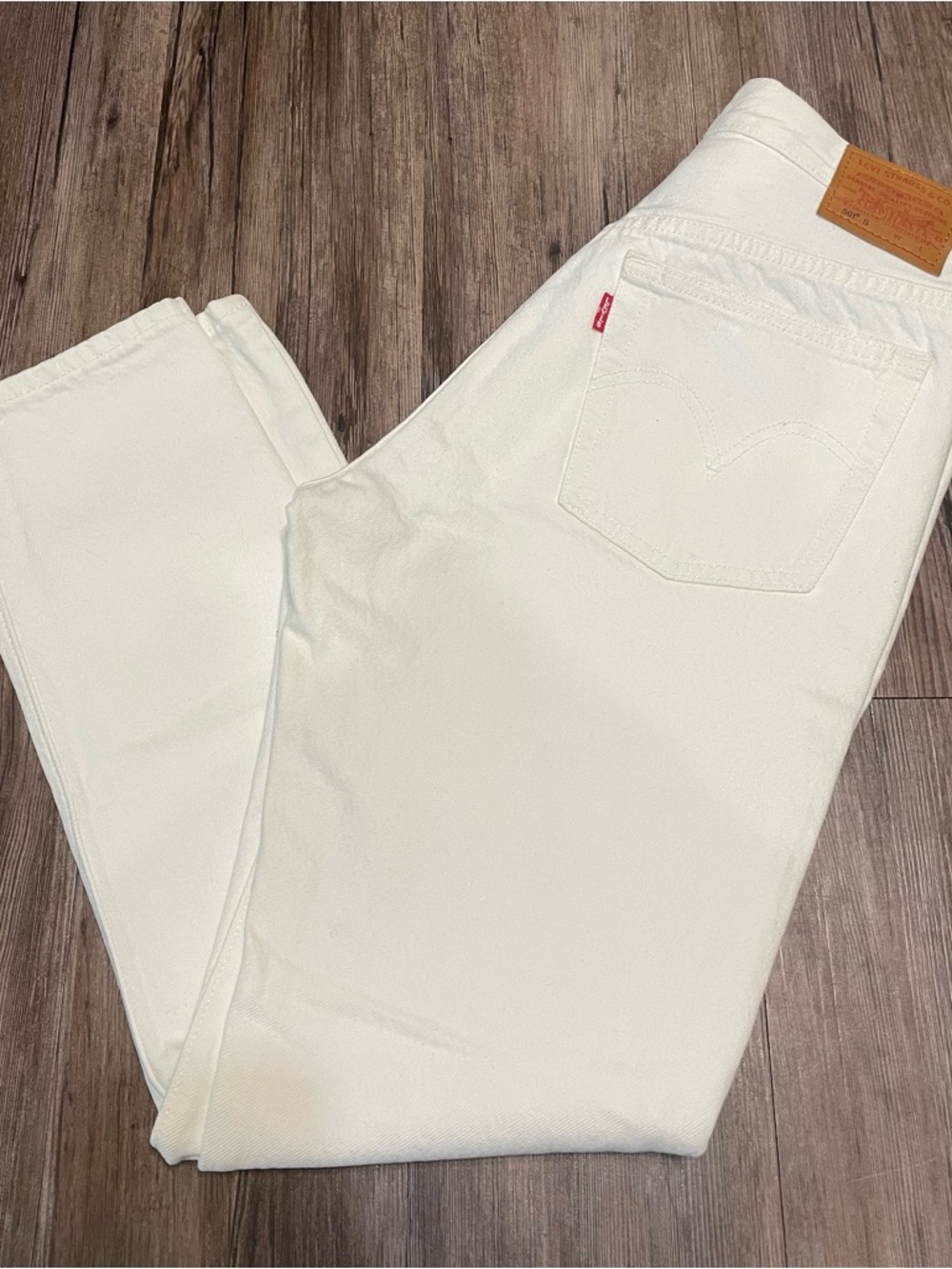 Levi's White Straight Leg Denim Jeans